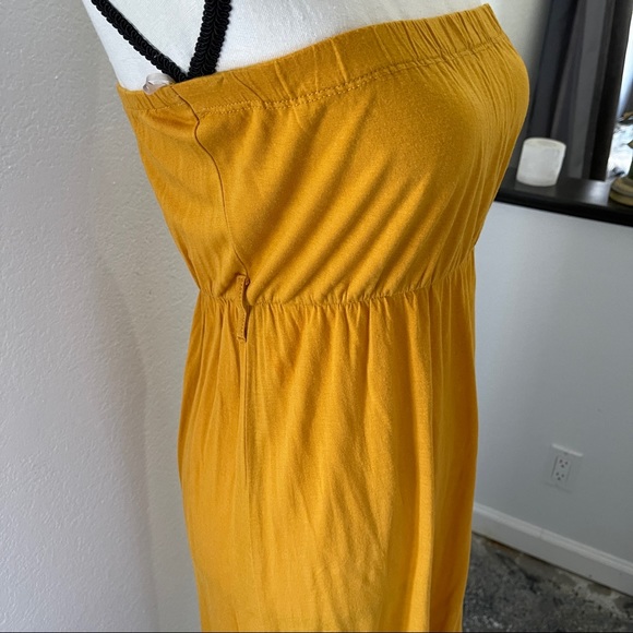 Pink Rose Mustard Color Strapless Hi-Lo Dress - Picture 7 of 9